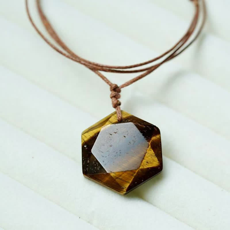 WORN WITHIN Star of David Carving Clear Quartz Indian Agate Amethyst Healing Necklace Pendant