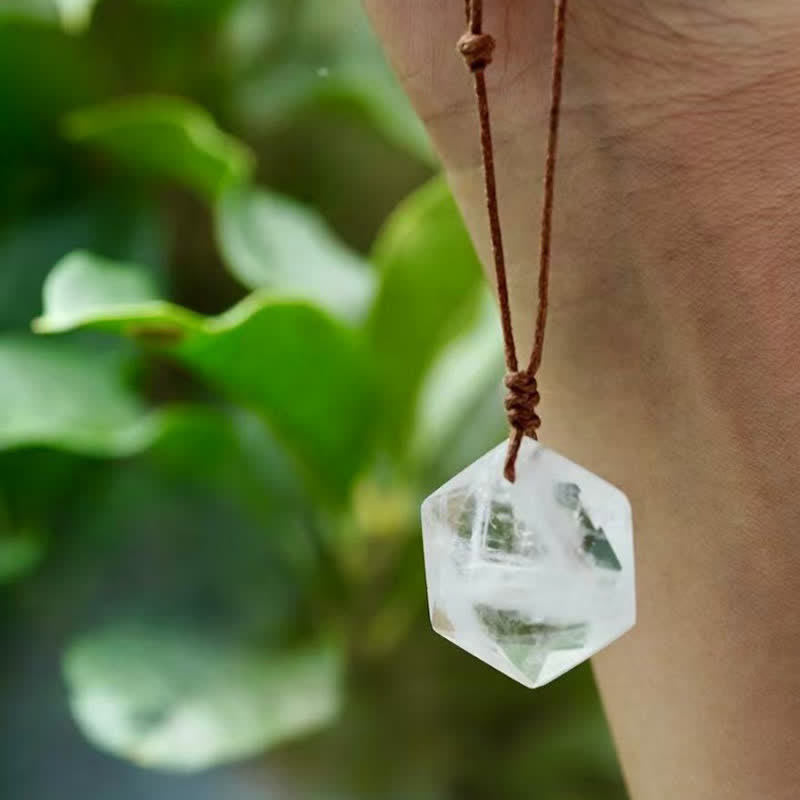 WORN WITHIN Star of David Carving Clear Quartz Indian Agate Amethyst Healing Necklace Pendant