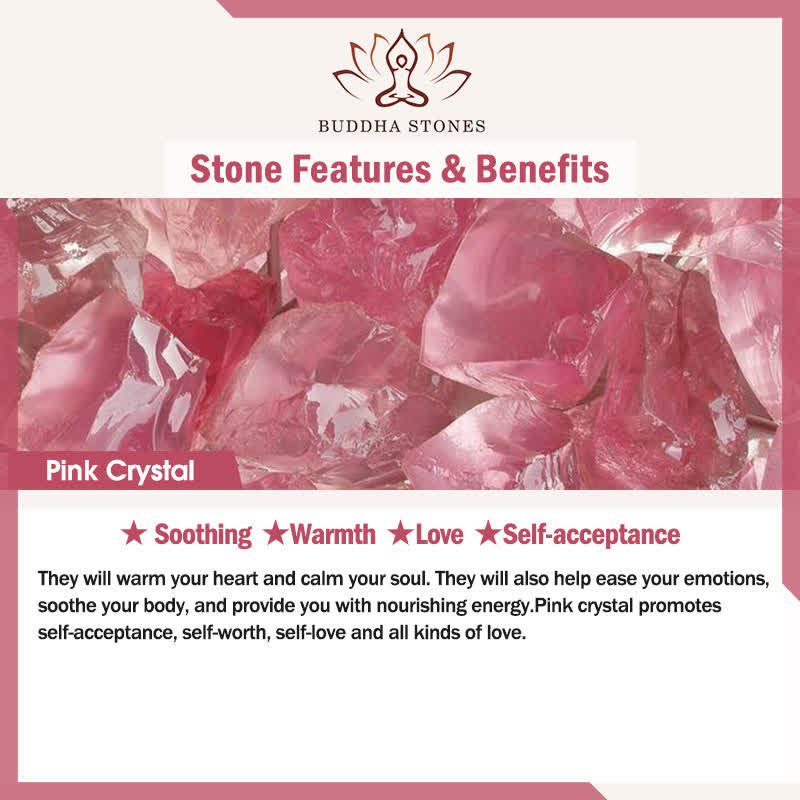 Buddha Stones Natural Strawberry Quartz Rose Quartz Ceramic Barrel Bead Lotus Pendant Clarity Round Bead Bracelet