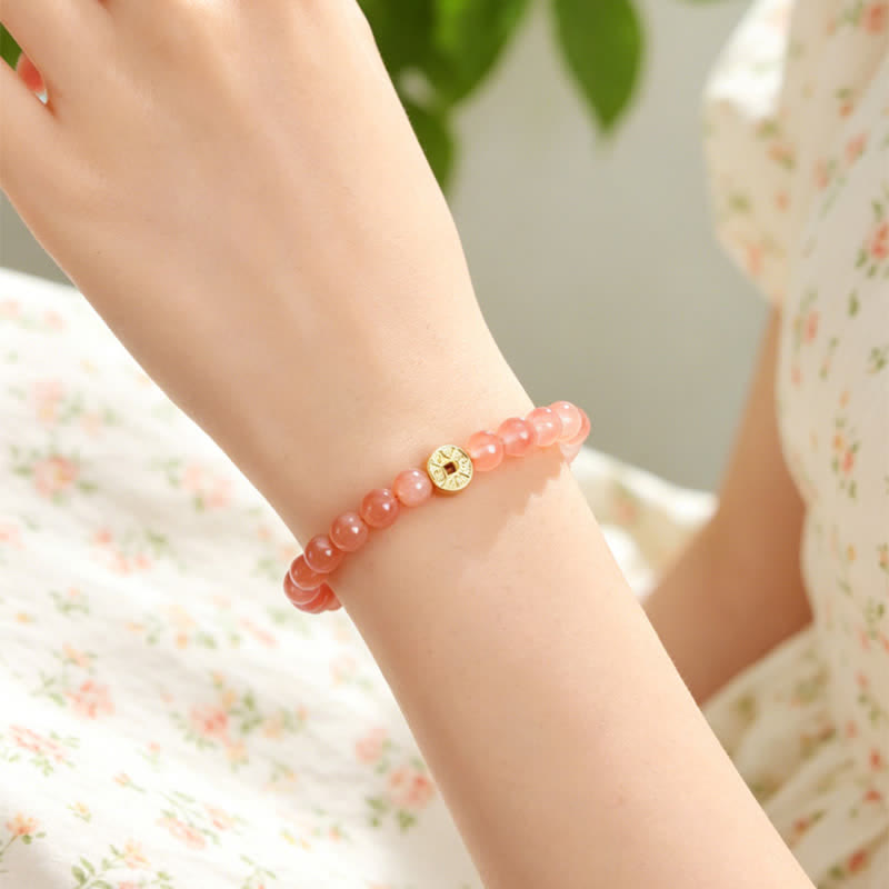 Buddha Stones Tiger Eye Natural Stone Fu Character Copper Coins Happiness Bracelet