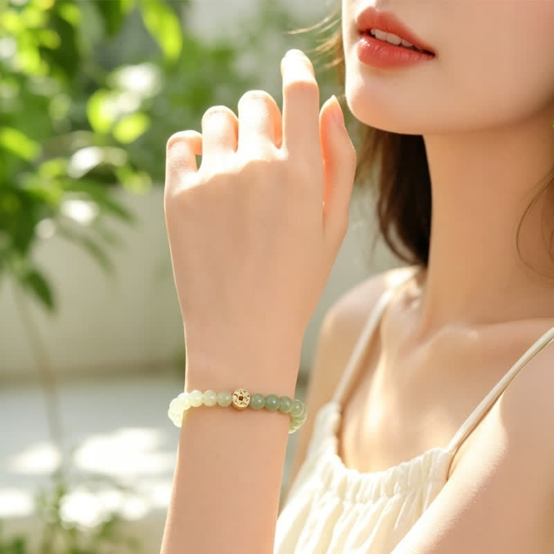 Buddha Stones Tiger Eye Natural Stone Fu Character Copper Coins Happiness Bracelet