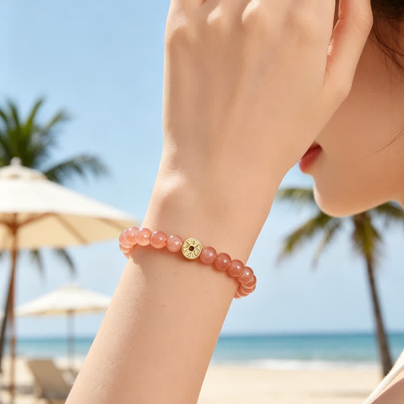 Buddha Stones Tiger Eye Natural Stone Fu Character Copper Coins Happiness Bracelet
