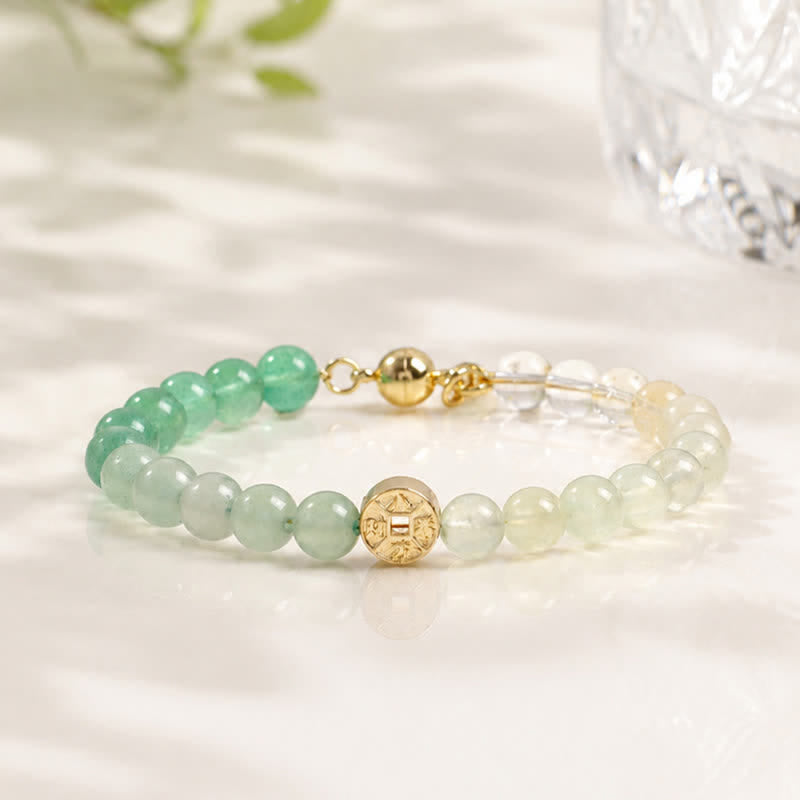 Buddha Stones Tiger Eye Natural Stone Fu Character Copper Coins Happiness Bracelet