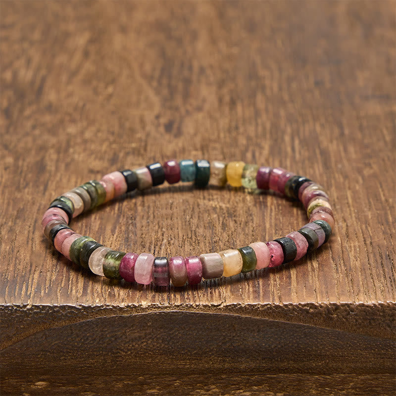 WORN WITHIN Multicolor Tourmaline Protection Faceted Tablet Bead Bracelet
