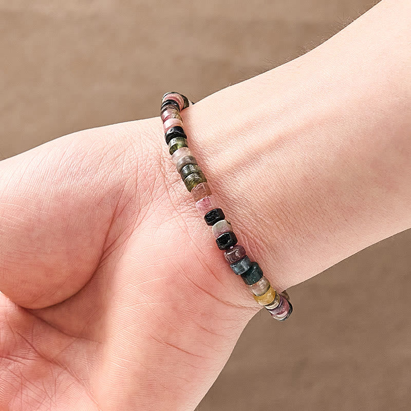 WORN WITHIN Multicolor Tourmaline Protection Faceted Tablet Bead Bracelet