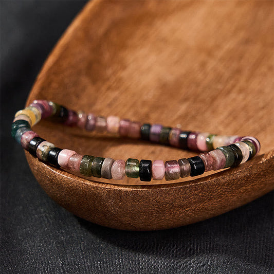 WORN WITHIN Multicolor Tourmaline Protection Faceted Tablet Bead Bracelet