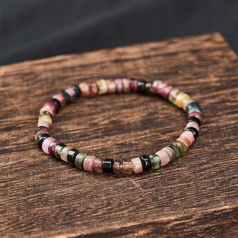 WORN WITHIN Multicolor Tourmaline Protection Faceted Tablet Bead Bracelet