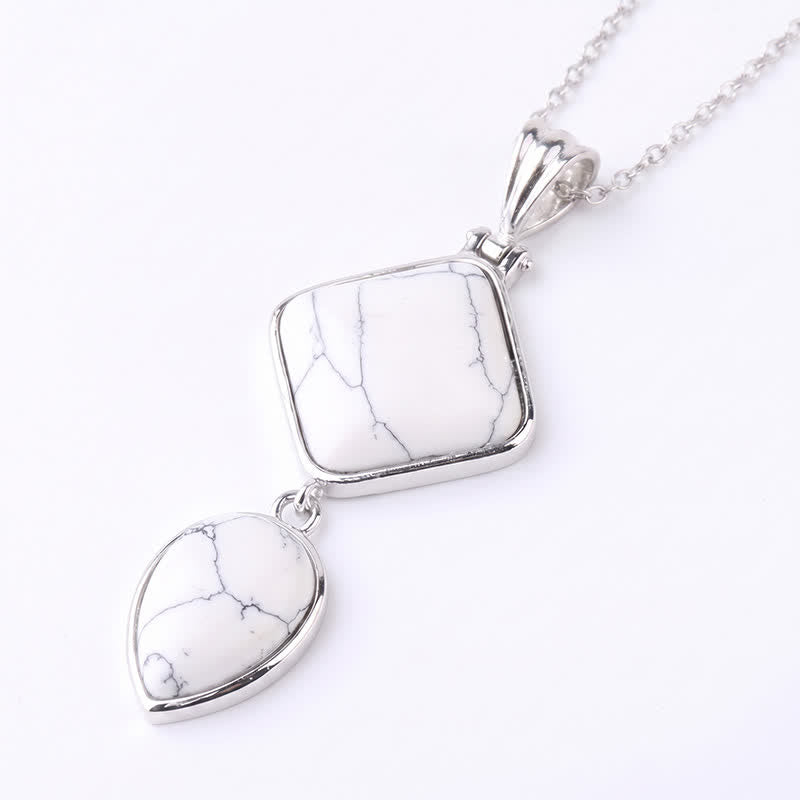 Buddha Stones Natural Stone Opal Double Pendant Calm Necklace