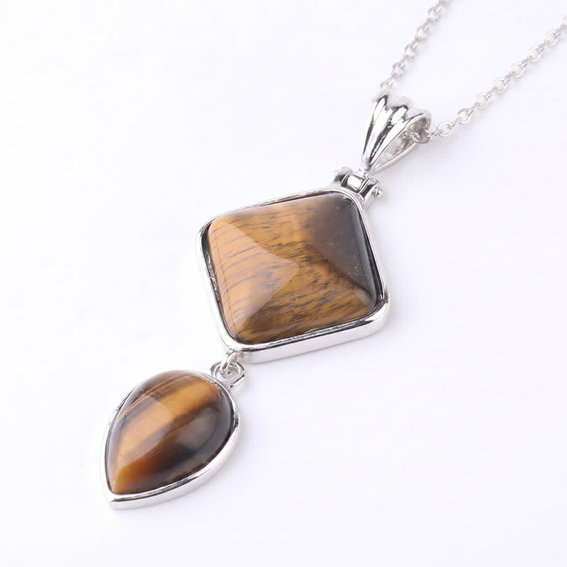Buddha Stones Natural Stone Opal Double Pendant Calm Necklace