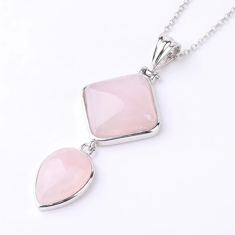 Buddha Stones Natural Stone Opal Double Pendant Calm Necklace