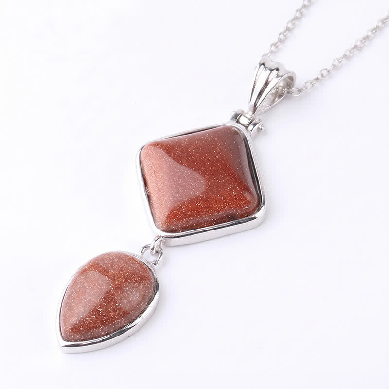 Buddha Stones Natural Stone Opal Double Pendant Calm Necklace