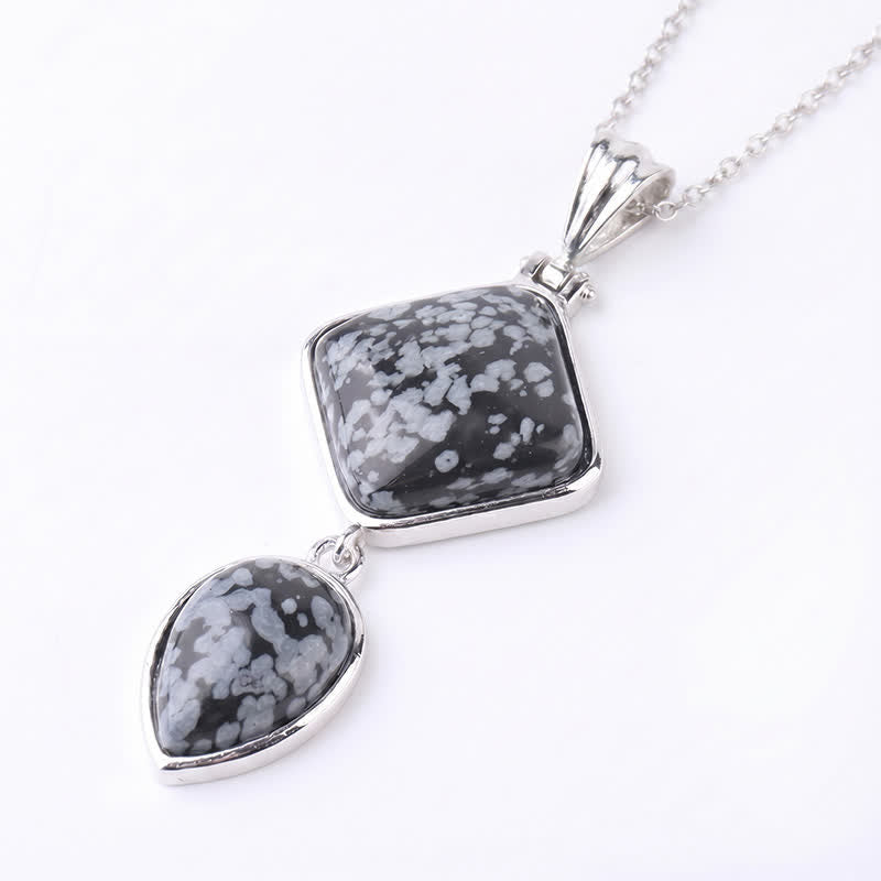 Buddha Stones Natural Stone Opal Double Pendant Calm Necklace