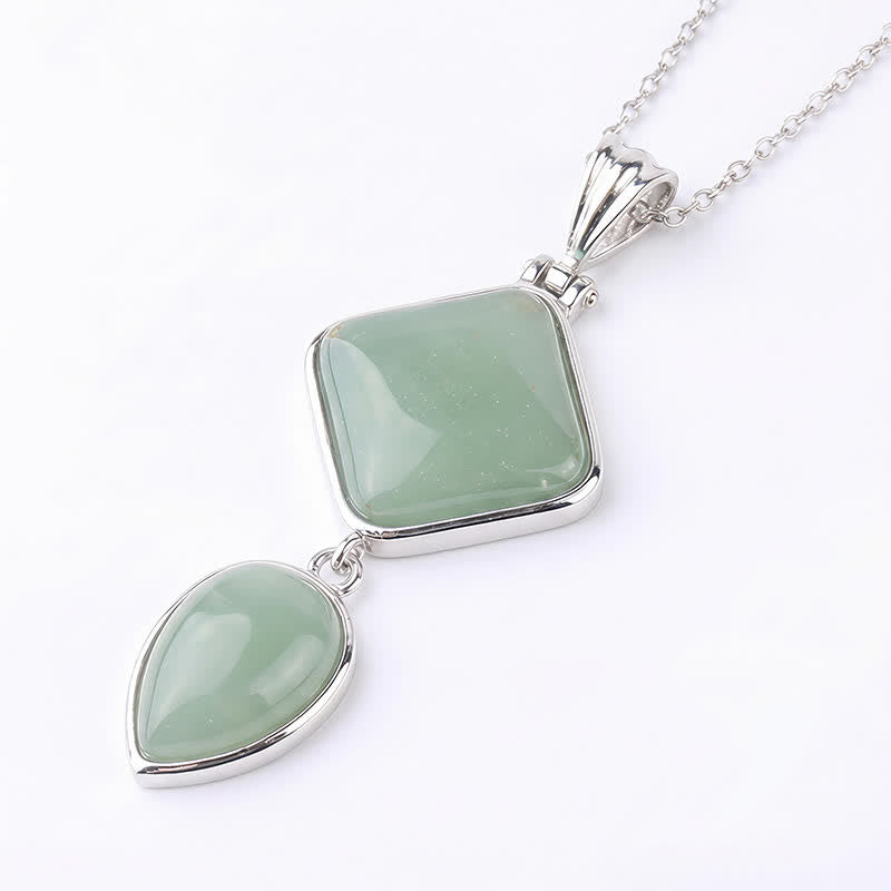 Buddha Stones Natural Stone Opal Double Pendant Calm Necklace