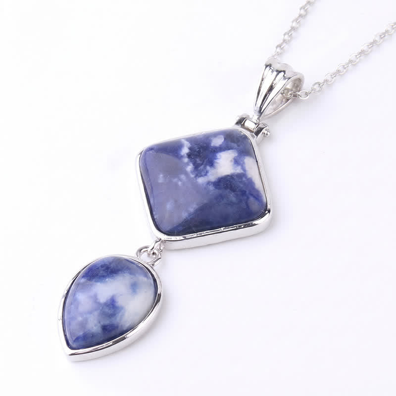 Buddha Stones Natural Stone Opal Double Pendant Calm Necklace
