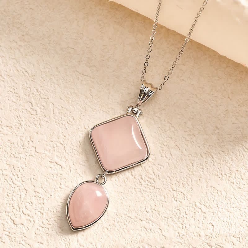 Buddha Stones Natural Stone Opal Double Pendant Calm Necklace