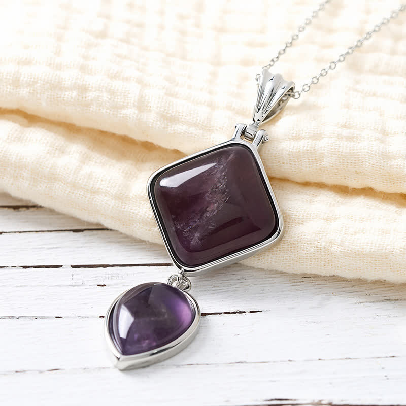 Buddha Stones Natural Stone Opal Double Pendant Calm Necklace