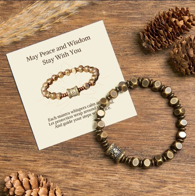 Brass Amulet Bead Bracelet