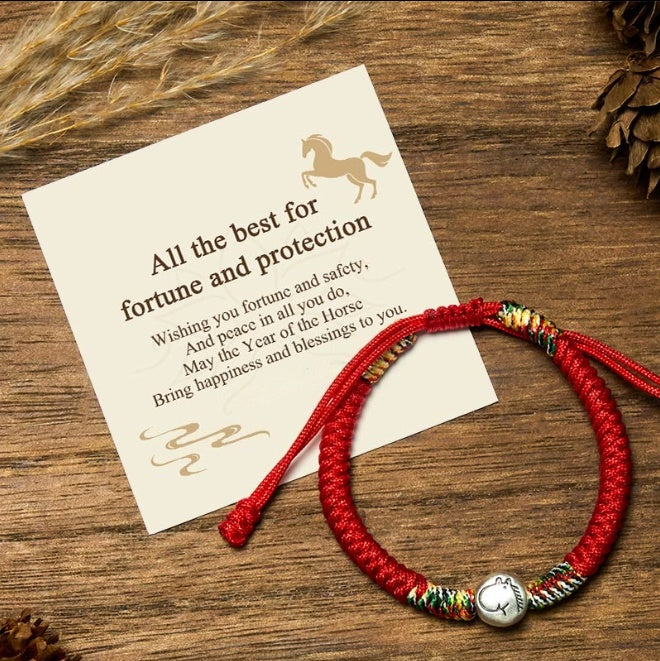 999 Silver Horse Red String Bracelet
