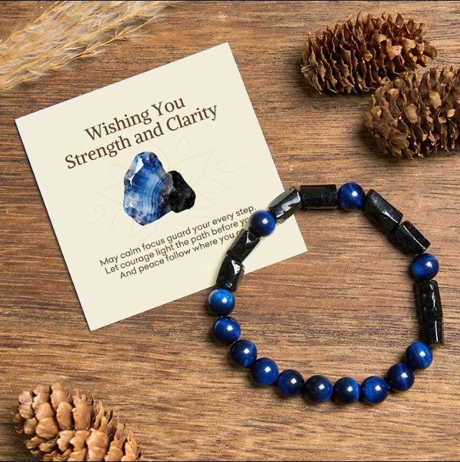Blue Tiger's Eye Tourmaline Bracelet