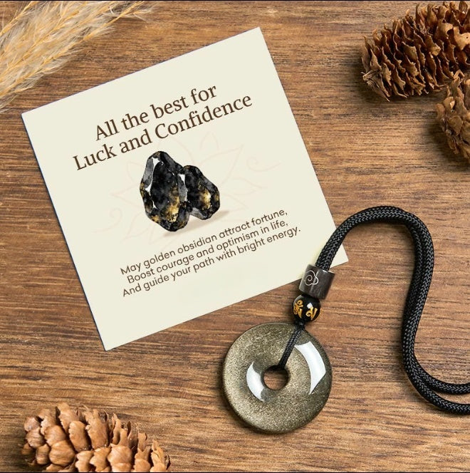 Gold Sheen Obsidian Pendant Necklace
