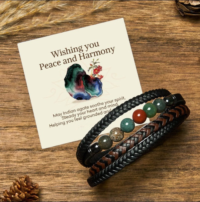 Indian Agate Bead Bracelet