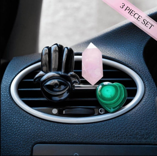 Hamsa Hand of Safe Travels: Aromatherapy Crystal Car Kit