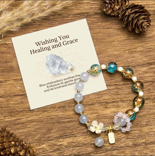 Blue Chalcedony Bead Bracelet