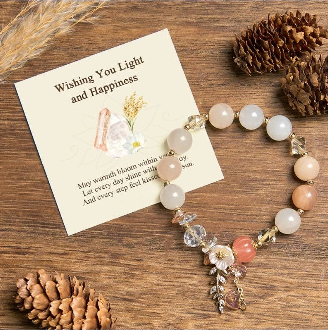 Sunstone Round Bead Bracelet