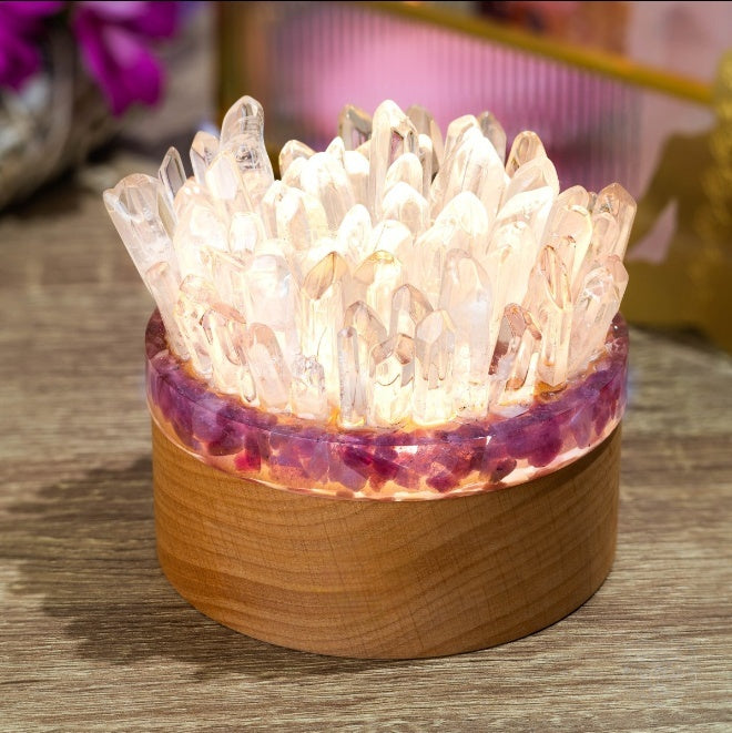Find My Peace - Quartz & Tourmaline Lamp of Blooming Tranquility