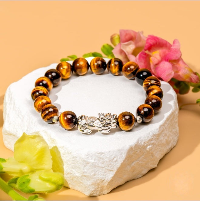 Fortune Flows - Tiger's Eye & Pixiu Bracelet