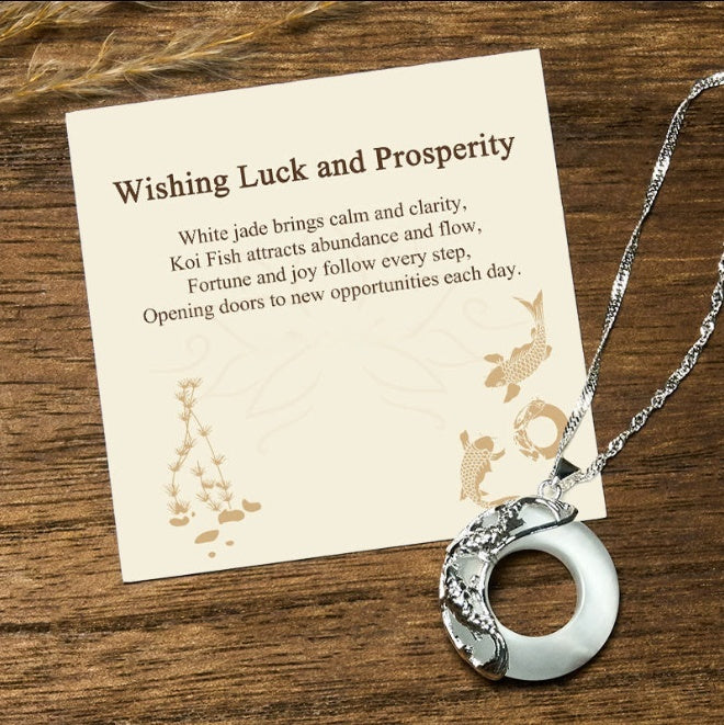 White Jade Koi Fish Necklace