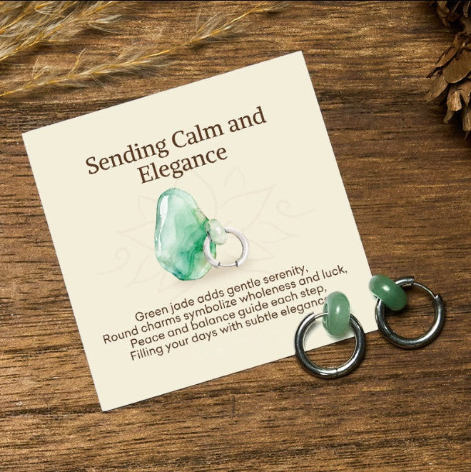 Jade Leaf Titanium Steel Earrings