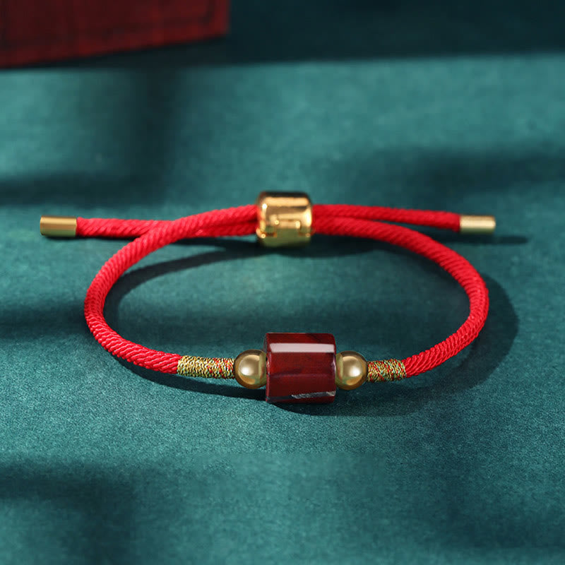 WORN WITHIN Tibet Handmade Green Aventurine Red Stone Malachite Luck Protection Braided Rope Bracelet