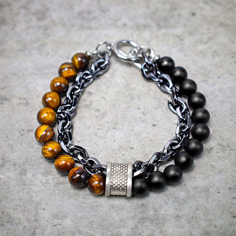 Buddha Stones Natural Tiger Eye Lazurite Lapis Lazuli Protection Bracelet