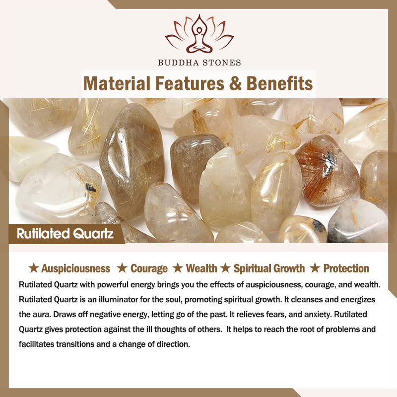 Buddha Stones Multicolored Rutilated Quartz Citrine Wealth Protection Flower Bracelet