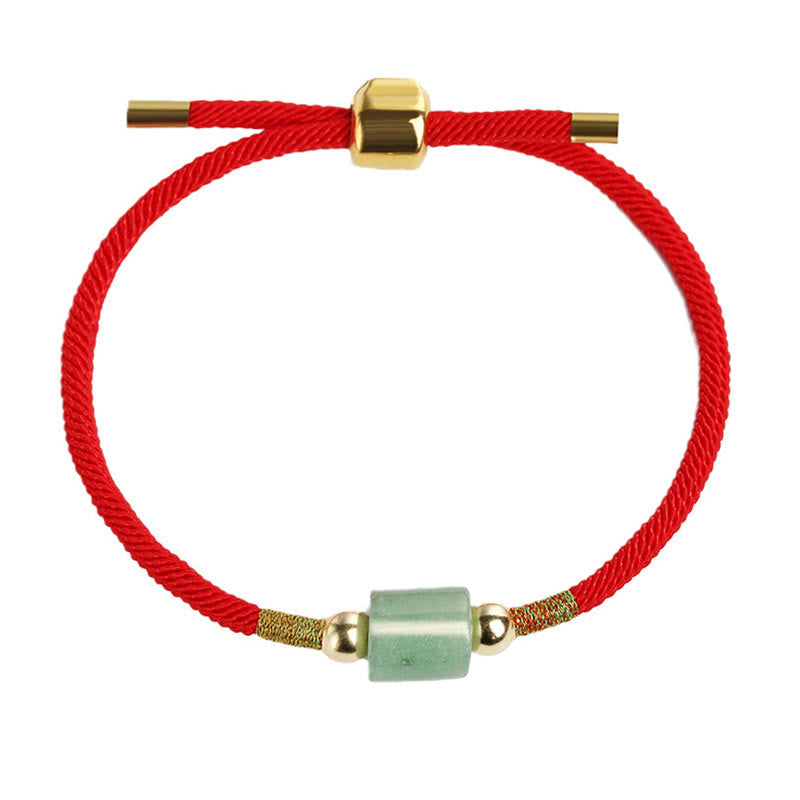 WORN WITHIN Tibet Handmade Green Aventurine Red Stone Malachite Luck Protection Braided Rope Bracelet