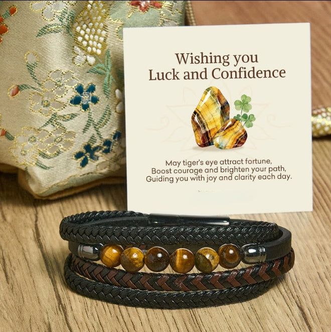 Tiger's Eye Braided Leather Bracelet