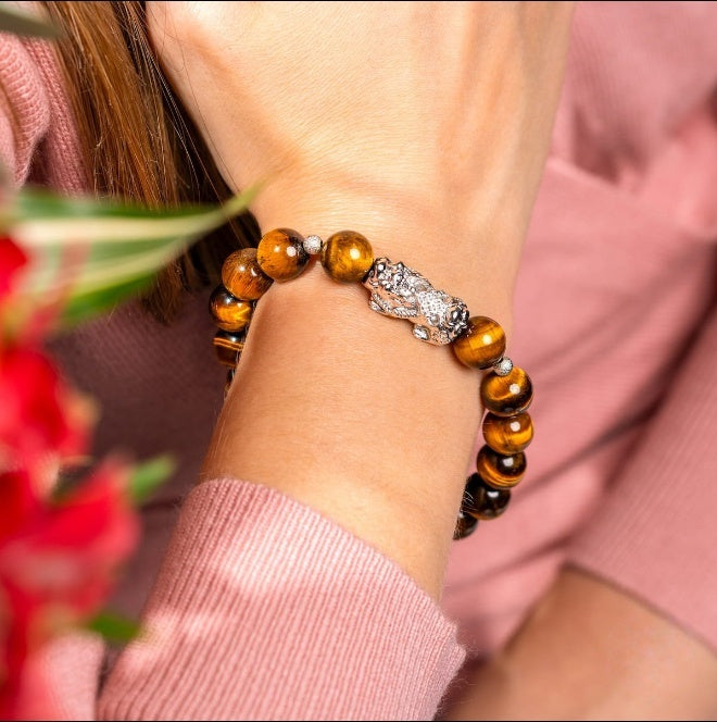 Fortune Flows - Tiger's Eye & Pixiu Bracelet