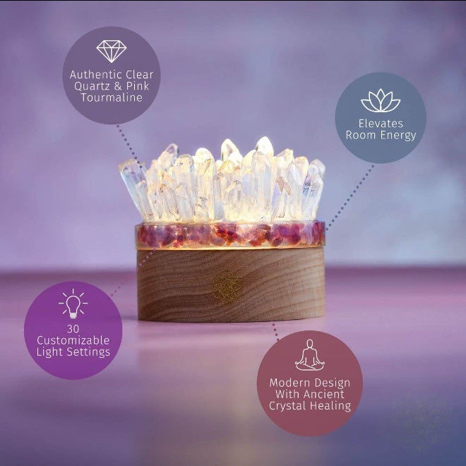 Find My Peace - Quartz & Tourmaline Lamp of Blooming Tranquility