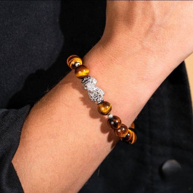Fortune Flows - Tiger's Eye & Pixiu Bracelet