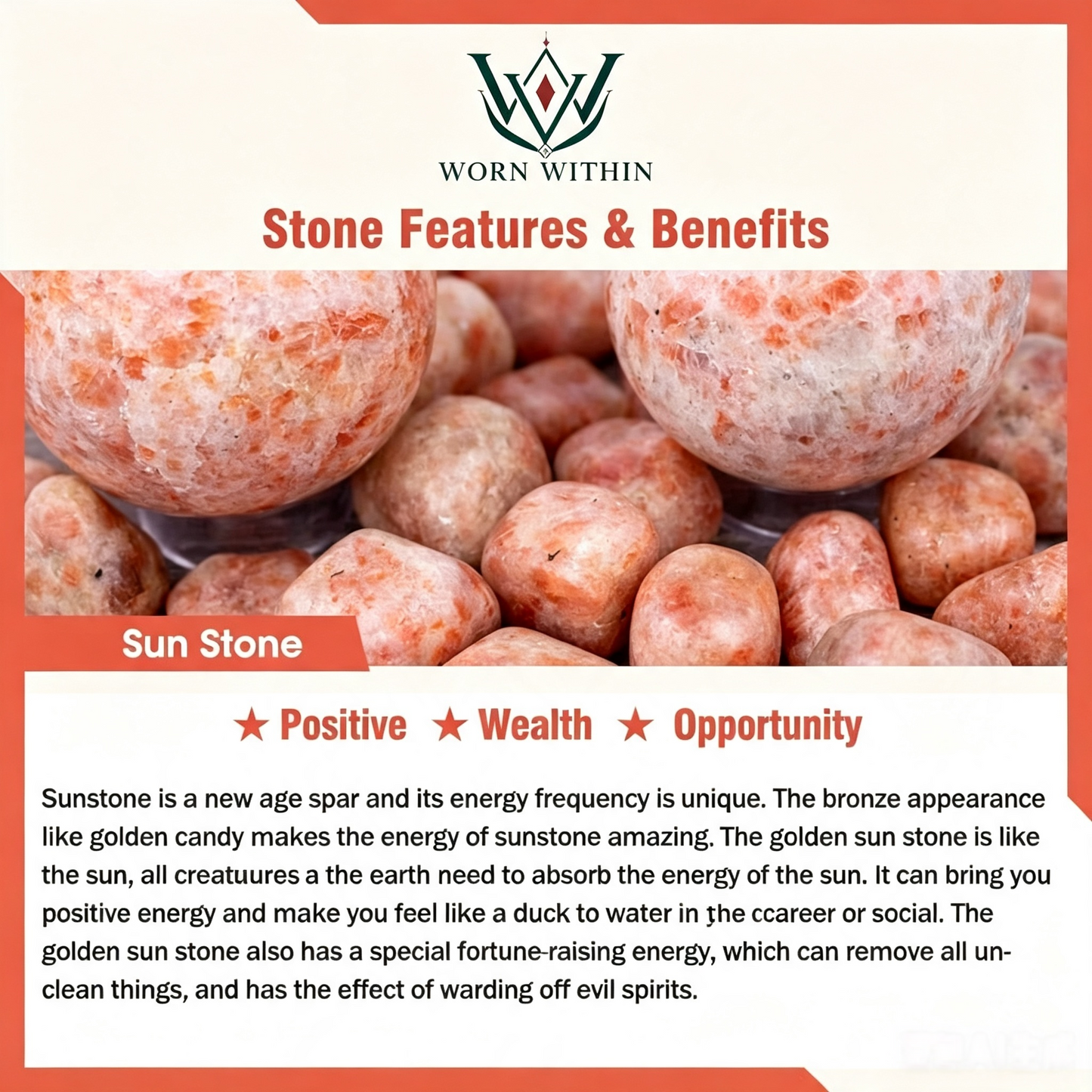 Sunstone Round Bead Bracelet
