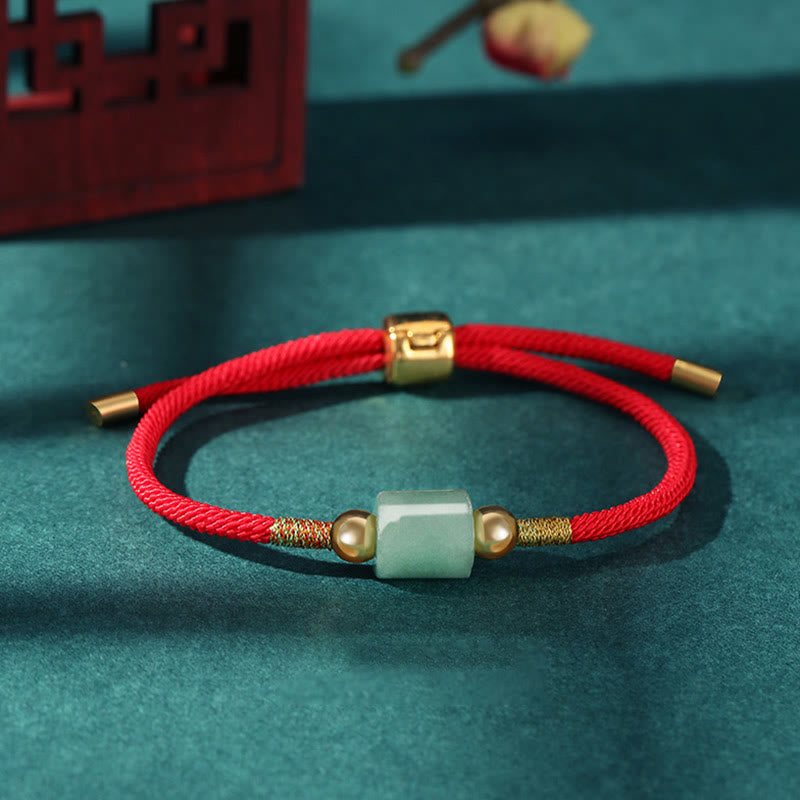 WORN WITHIN Tibet Handmade Green Aventurine Red Stone Malachite Luck Protection Braided Rope Bracelet