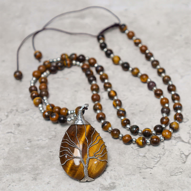 WORN WITHIN Natural Tiger Eye Strength Beaded Pendant Necklace