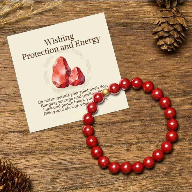 Cinnabar Silver Bead Bracelet