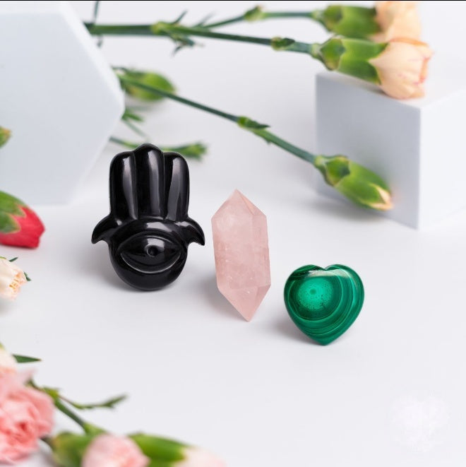 Hamsa Hand of Safe Travels: Aromatherapy Crystal Car Kit