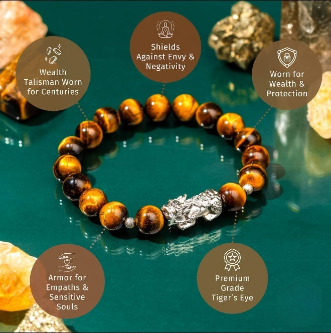 Fortune Flows - Tiger's Eye & Pixiu Bracelet