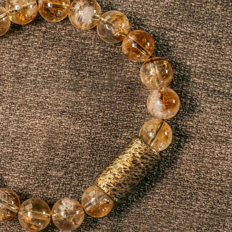 WORN WITHIN Natural Citrine Crystal Brass Bead Protection Bracelet