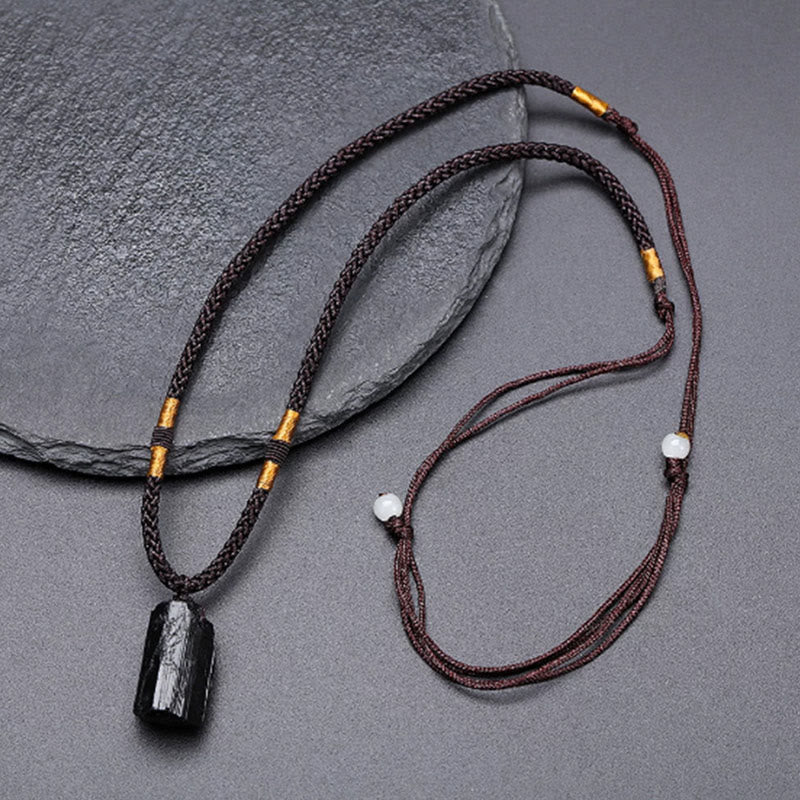 WORN WITHIN Natural Black Tourmaline Positive Rope Necklace Pendant