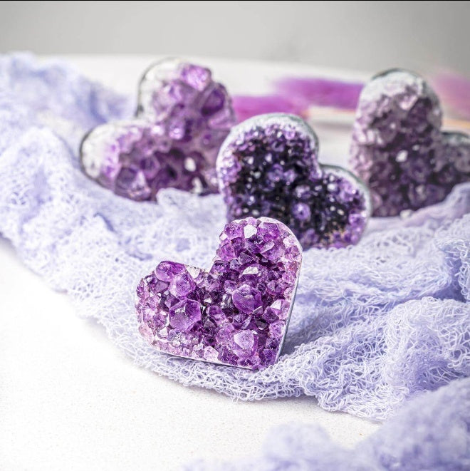 Uruguayan Amethyst Love Heart Cluster - AAA Premium Quality
