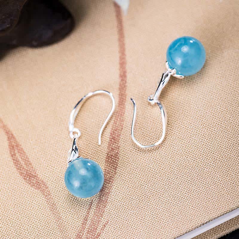WORN WITHIN 925 Sterling Silver Natural Aquamarine Leaf Flower Peace Earrings Necklace